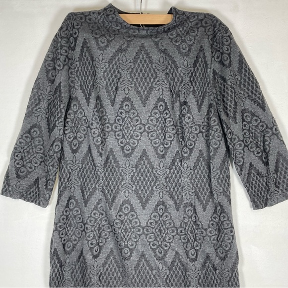 Bisou Bisou Michele Bohbot Midi Dress Lace Size 16 Argyle Zipper Charcoal Boho - Picture 2 of 16